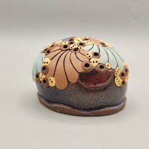 Claudia Fish Trinket Box Pottery Textured Lift Off Lid Multicolor